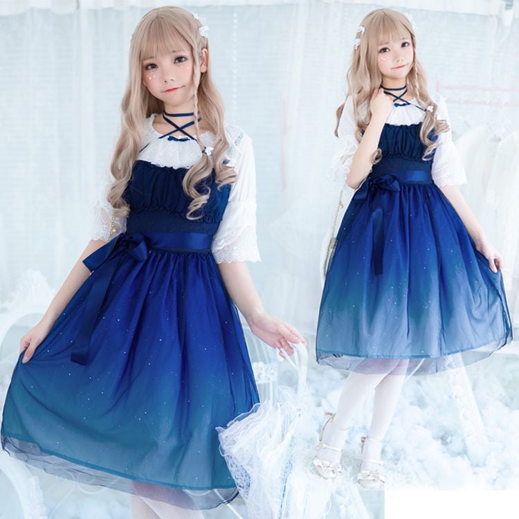 春スーツ 女性 星空 ブロンズグラデーション Jsk ロリータドレス ワンピース スーツ スカート 2点セット