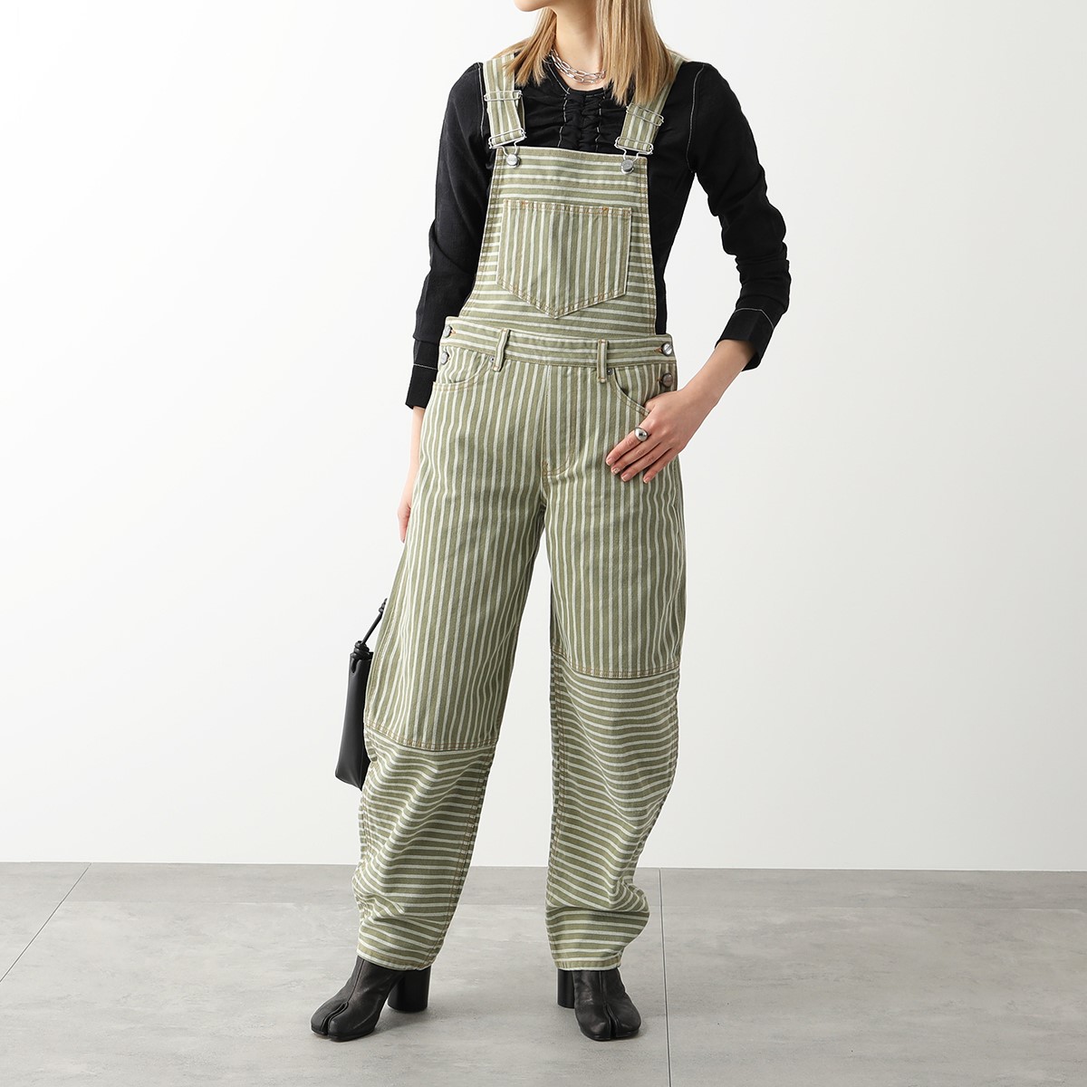 GANNI ガニー サロペット Stripe Denim Overalls J1106 6596 レディース ストライプ デニム オーバーオール オールインワン 359/Stripe-Loden-Grオールインワン