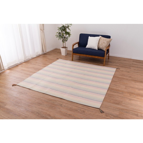 270080720 洗えるインド綿ラグ ハシーナ すべり止め付き 185240 - メーカー直送