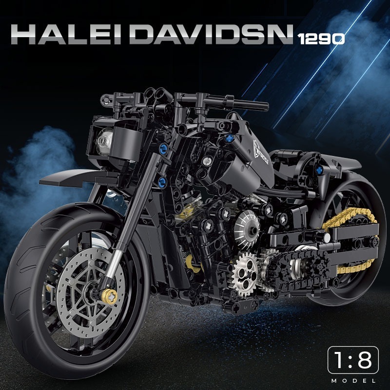 ライトなしハイハーレーバイク小型ブロック玩具組み立てハーレーデュクトン公爵ブロックモデル