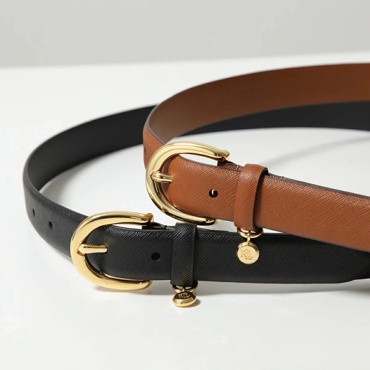 Lauren Ralph Lauren ラルフローレン ナローベルト 412802952 レディース レザー ロゴチャーム カラー2色