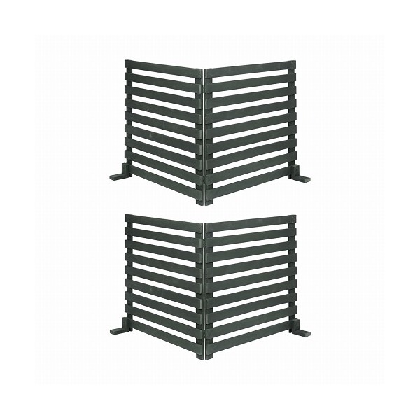 住まいスタイル WF-284YK-DGN 折り畳めるウッドフェンス142×71(横ボーダー) 2枚組 ダークグリーン メーカー直送
