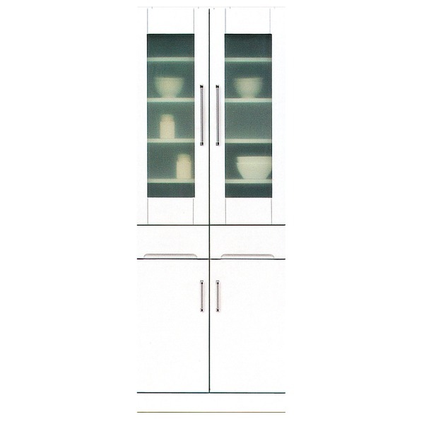 食器棚 キッチン収納 幅70cm ホワイト 飛散防止ガラス扉 耐震ラッチ 可動棚付 日本製 ダイニングボード 完成品 玄関渡し