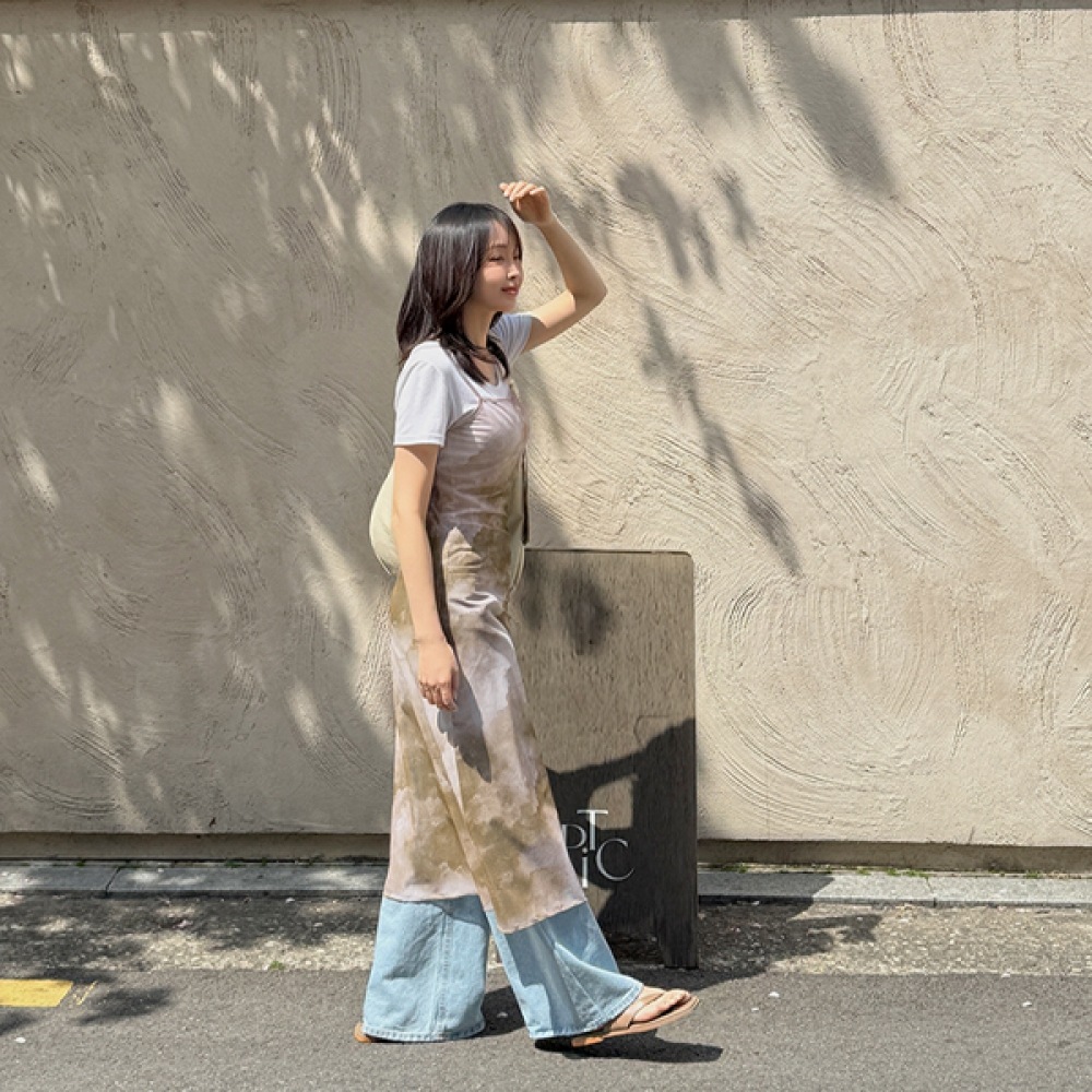 (JSTYLEのイーブレット) イーブレットコーネンメッシュプリントレイヤードロングワンピース JSTYLE 7,495円