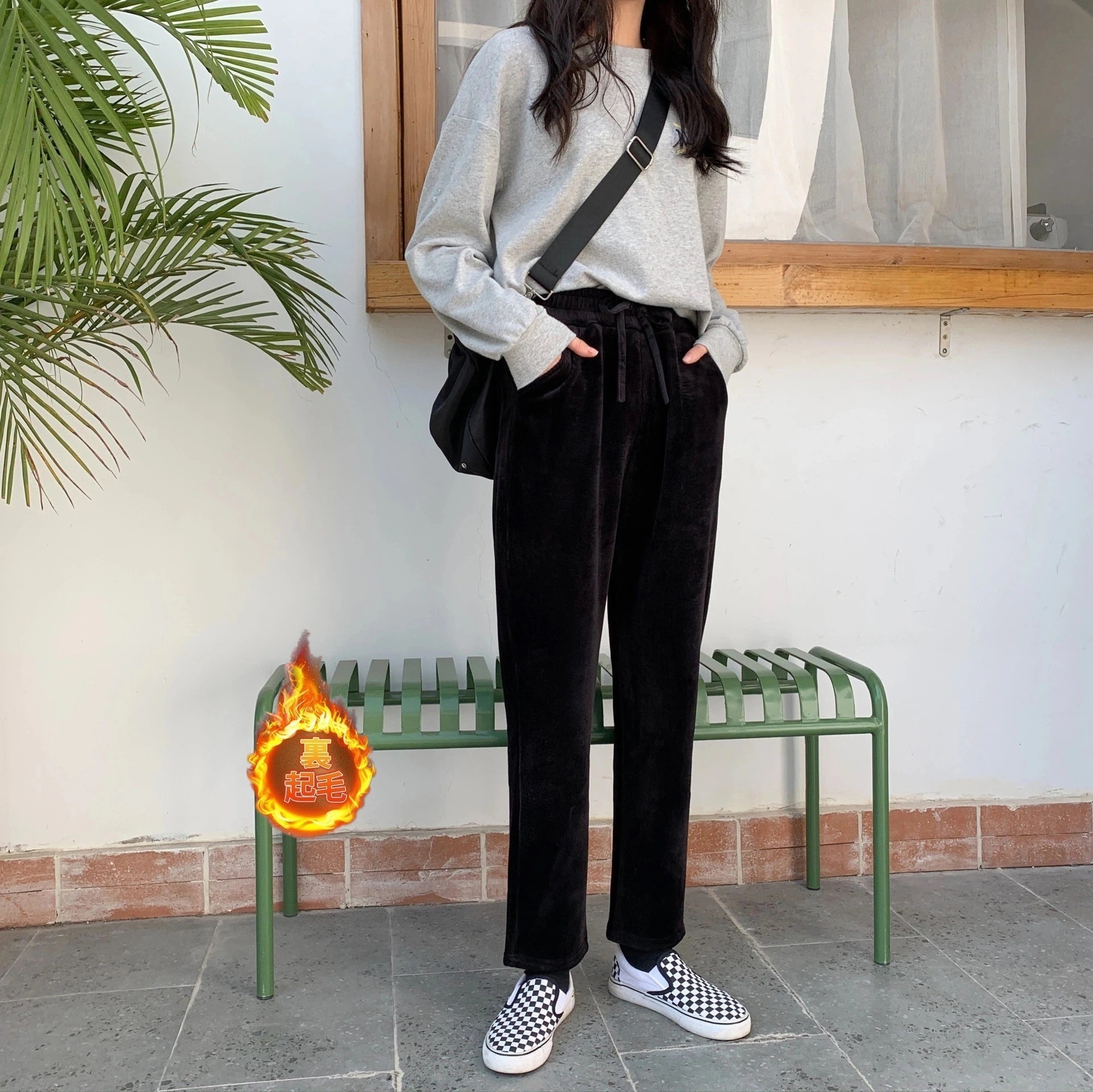 コーデュロイワイドパンツレディース裏起毛ロングパンツウエストゴムガウチョパンツ体型カバー冬春秋着痩せコーデ暖かいストレート