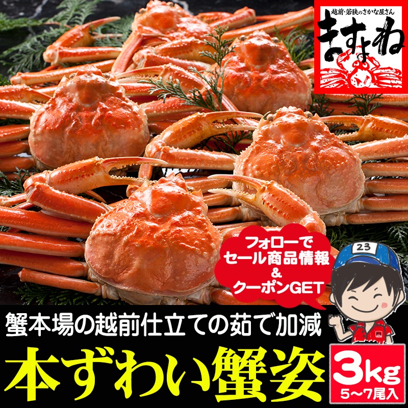 メガ盛り3kg！（訳あり）ボイルずわい蟹 姿 (合計3kg前後（5-7尾）) ズワイ蟹姿　茹で蟹 ボイル姿蟹【ギフトのし対応】