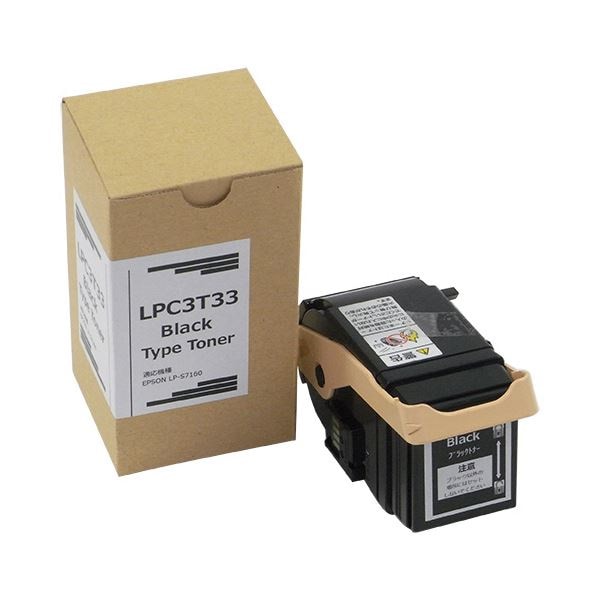 （まとめ）トナーカートリッジ LPC3T33K汎用品 ブラック 1個[x3セット]