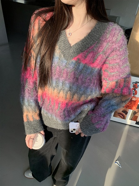 LIERKISS レインボーツイストルーズセーター