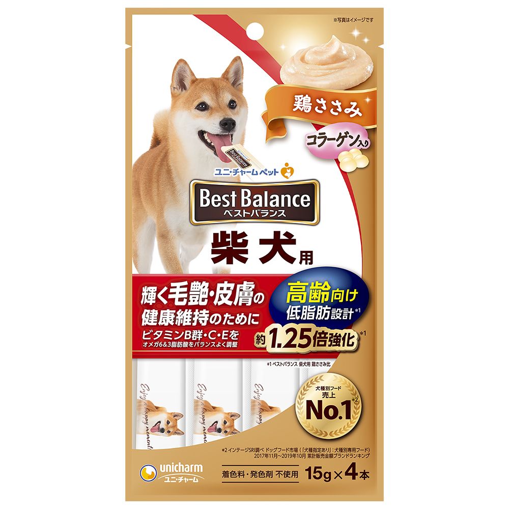（まとめ買い）ベストバランスおやつ 柴犬用 高齢向け 鶏ささみ 15gx4本 犬用おやつ [x24]