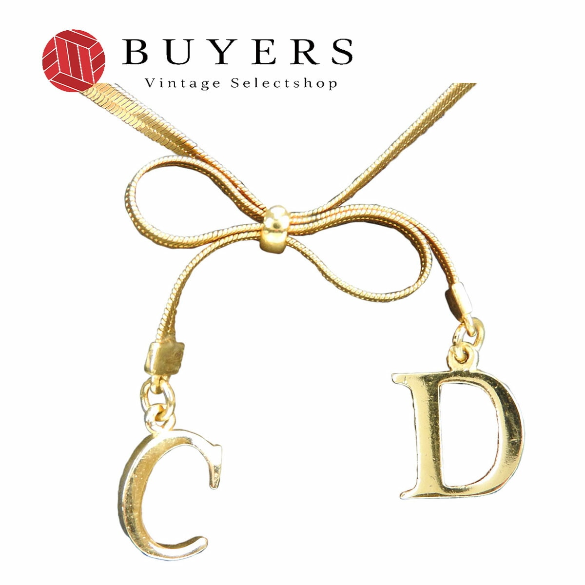 100％の保証 ゴールド リボンネックレス Dior Christian クリスチャンディオール CDチャーム accessorie necklace メッキ GP 小物 アクセサリー ロゴ ネックレス レディース ネックレス