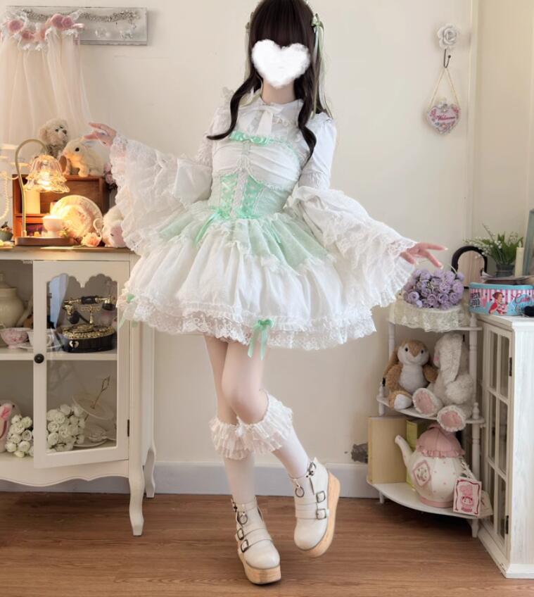 【新作登場 最安値!】5ロリータ 3点セットワンピースop　ゴスロリ コスプレ メイド服 コスチューム 文化祭 学園祭 衣装 仮装 ハロウィン おすすめ 可愛い 長袖 ドレス　日常　写真　舞台