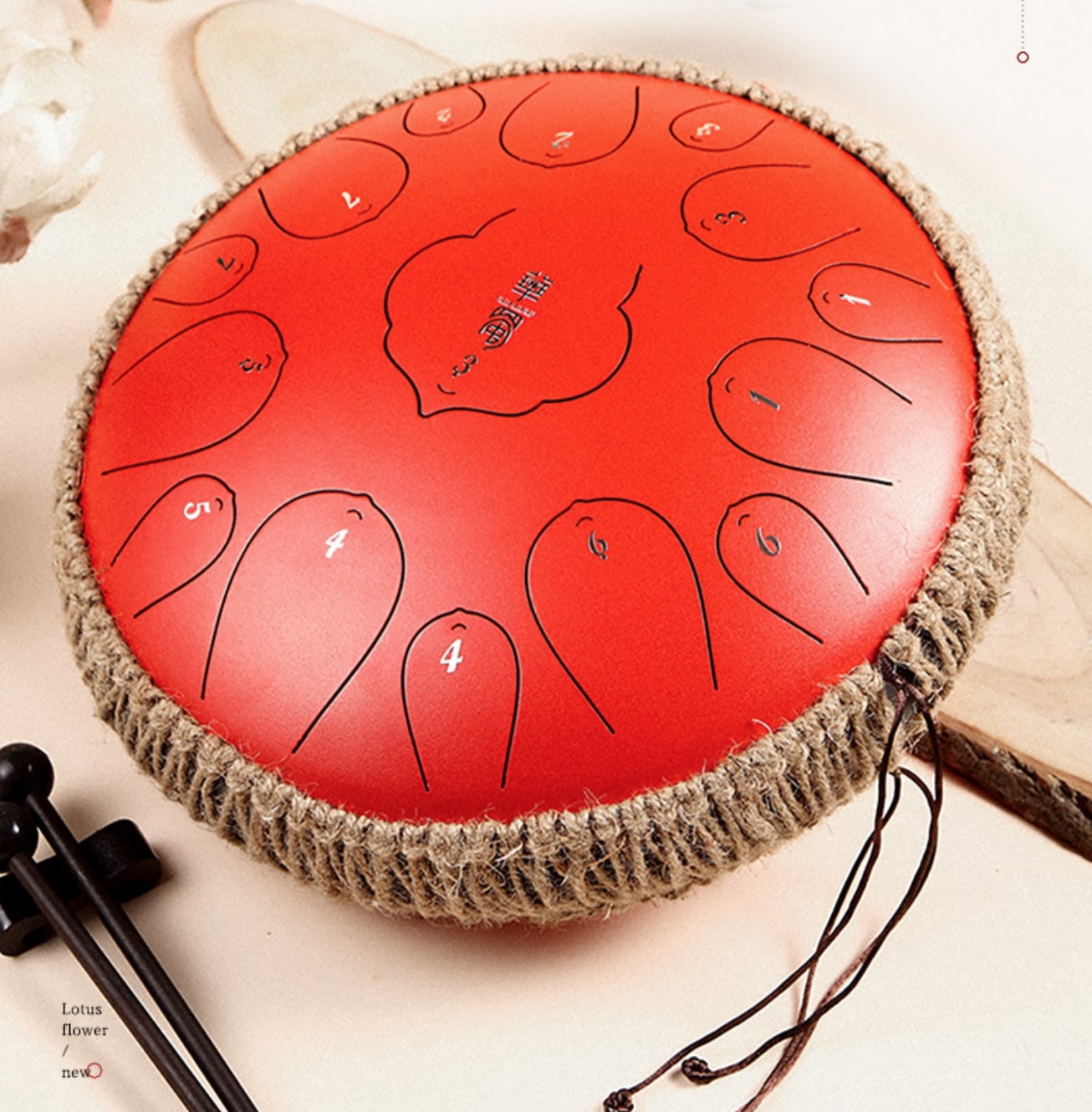 安心のドラム スチールスチールタンドラム 14インチ 15 ノート D キー 赤 パーカッション