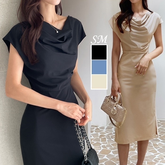 ワンピース 結婚式 夏 フレンチ袖 パーティー 二次会 お呼ばれ