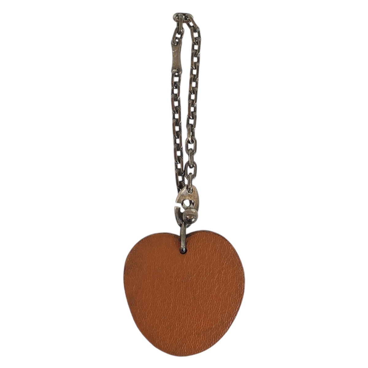 アプリコット オレンジ シルバー金具 レザー キーホルダー バッグチャーム レディース 409373