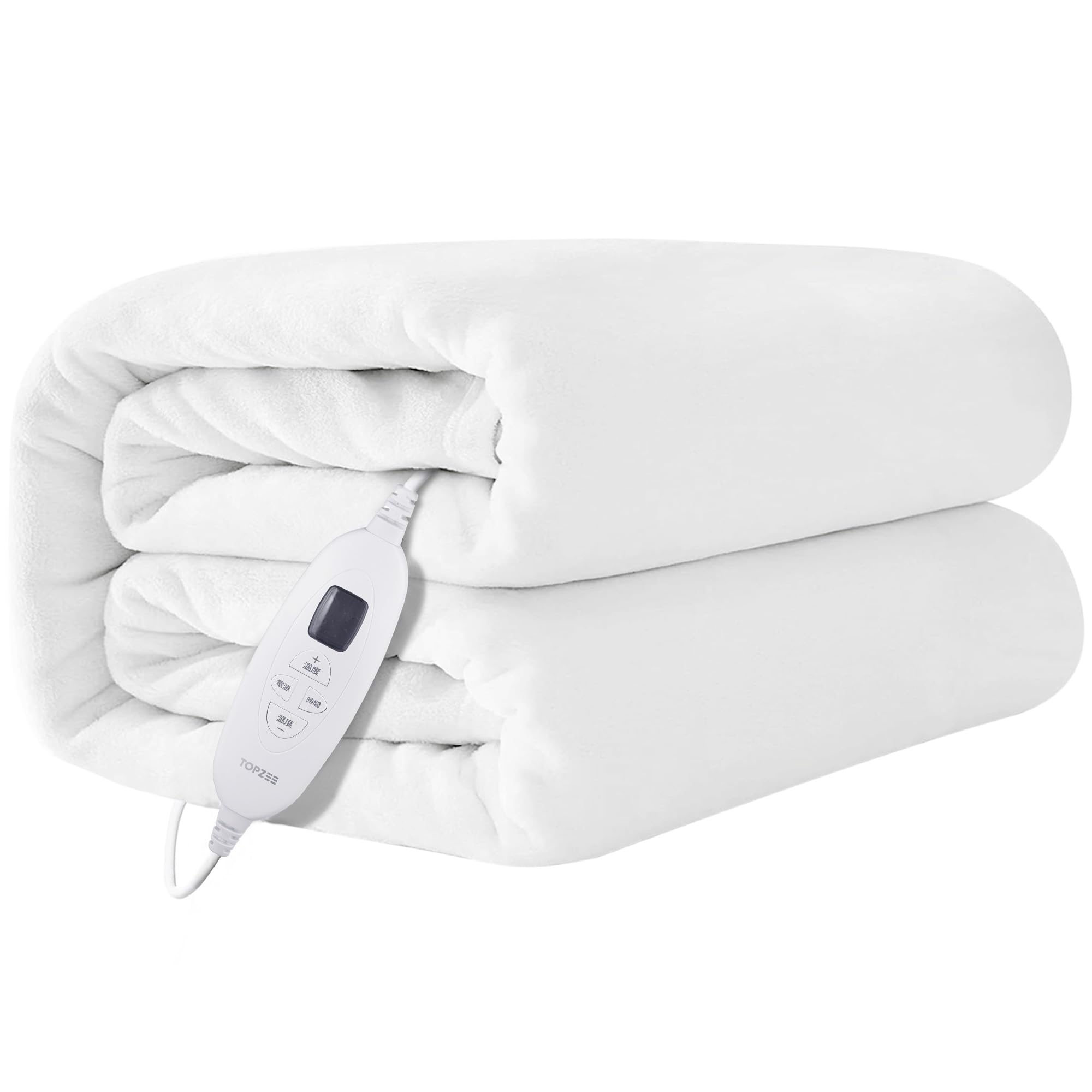 電気毛布 TOPZEE 電気かけしき毛布 敷き 洗える 188*130CM 10段階温度調節 1-9時間タイマー フランネル 厚手生地 毛玉なし 省エネ 丸洗い可 ダニ退治 防寒対策 暖房器具 (ホワ