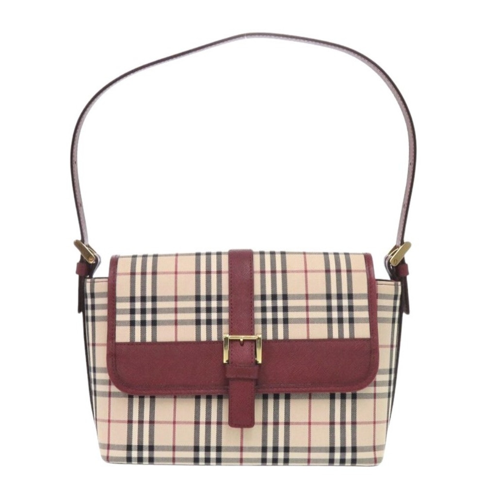 新品同様 ワンショルダーバッグ ノバチェック ハンドバッグ キャンバス/レザー ベージュ 0406【中古】 レディース