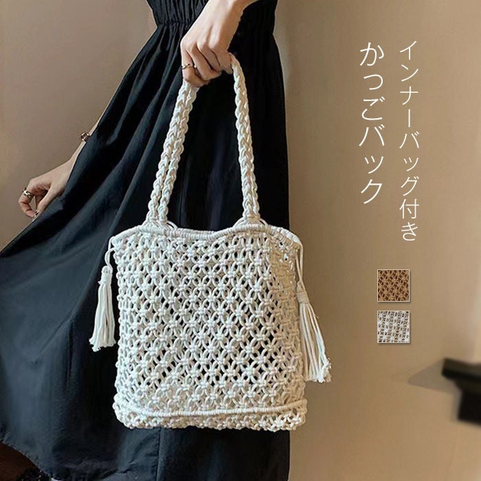 【20点セット】かごバッグ トートバッグ レディース 軽い 大容量 夏 巾着付き 肩がけ 手提げ トート メッシュ 肩掛けバッグ 手提げバッグ バケットバッグ 肩掛け バッグ かばん 夏バッグ 海バッ