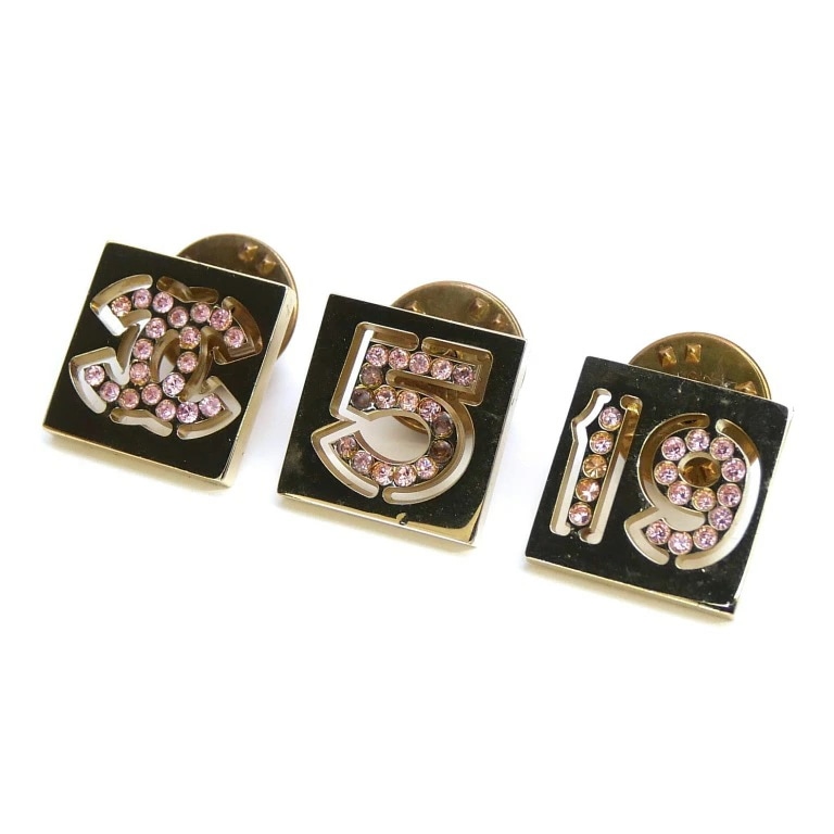 シャネル CHANEL ピンバッジ 3個セット ゴールド×ピンク 【中古】(69455) 39,325円