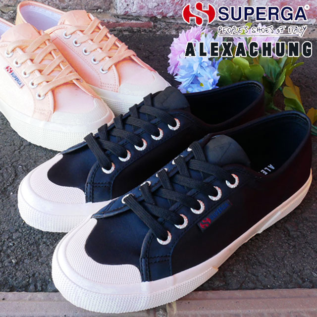 スペルガ SUPERGA スニーカー レディース 2294-SATINW ローカット カジュアルシューズ ALEXA CHUNG コラボモデル 靴 サテン S00G8K0 ブラック 黒 ピンク