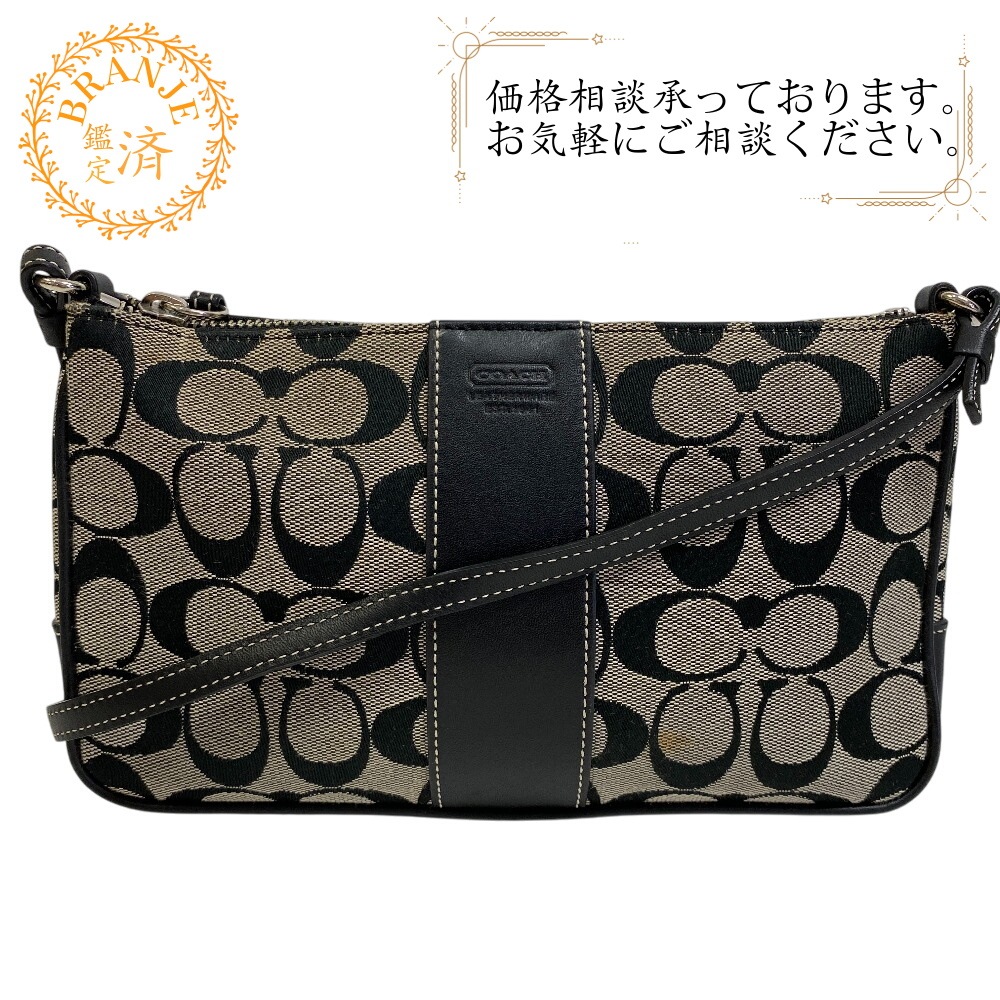 6338 総柄 キャンバス ショルダーバッグ ブラック ブランド 4,977円