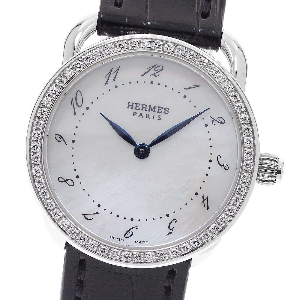 エルメス HERMES AR5.230 アルソー ダイヤベゼル クォーツ レディース 箱・保証書付き_958335【中古】