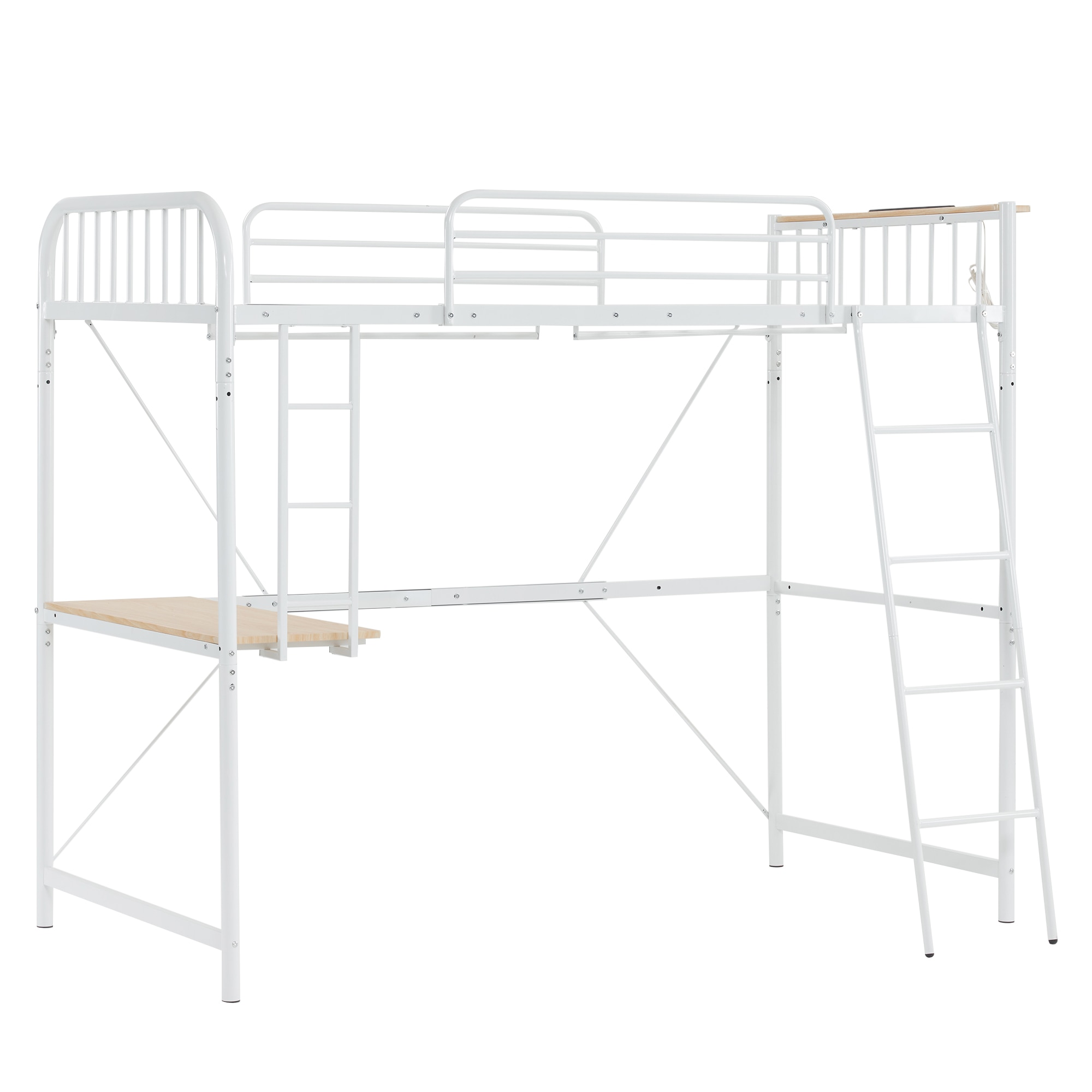 259システムベット ロフトベッド シングル コンセント付き デスク付き 耐荷重120kg 高さ170cm 北欧風 二段ベッド 大人ベッド 一人暮らし 部屋二段ベッド スチール 耐震 ベッド パイプベ