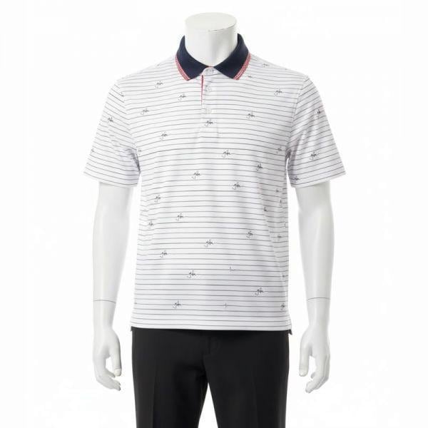 男性スクリプトストライプテックジャージーポロゴルフTシャツGMP