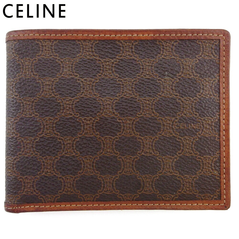 二つ折り 財布 ミニ財布 マカダム レディース メンズ ブラウン ベージュ 中古