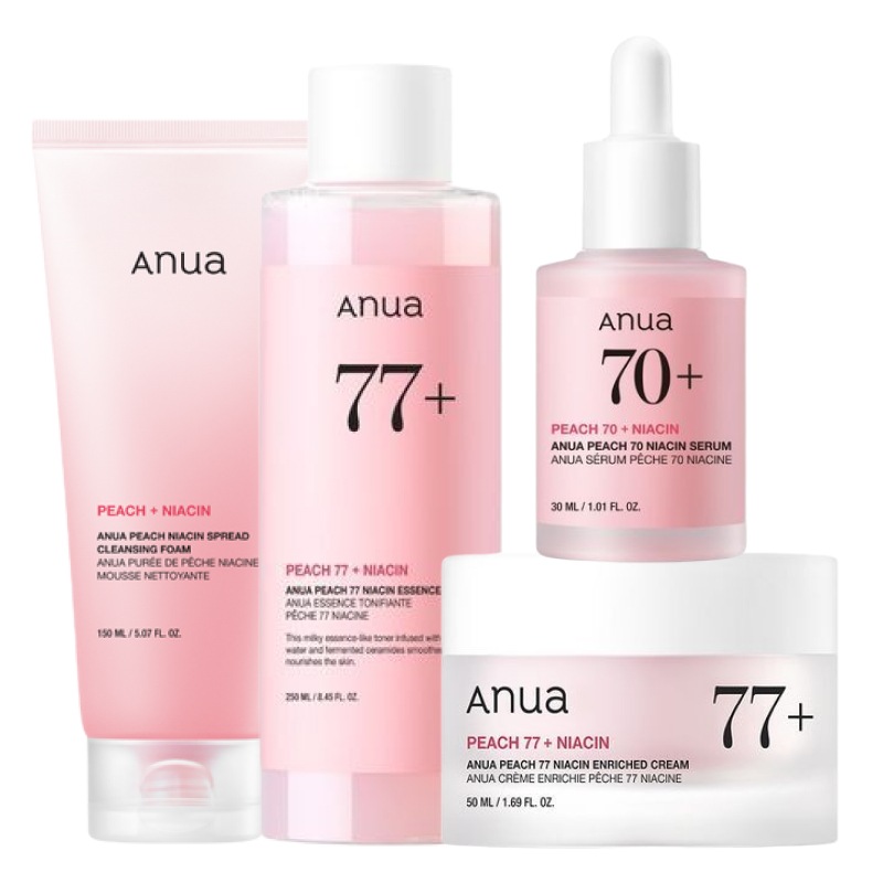 桃 4点 セット(洗顔フォーム 150ml+トナー 250ml+セラム 30ml+クリーム 50ml) / 韓国 人気 ナイアシンアミド エイジング スキンケアセット 毛穴 弾力