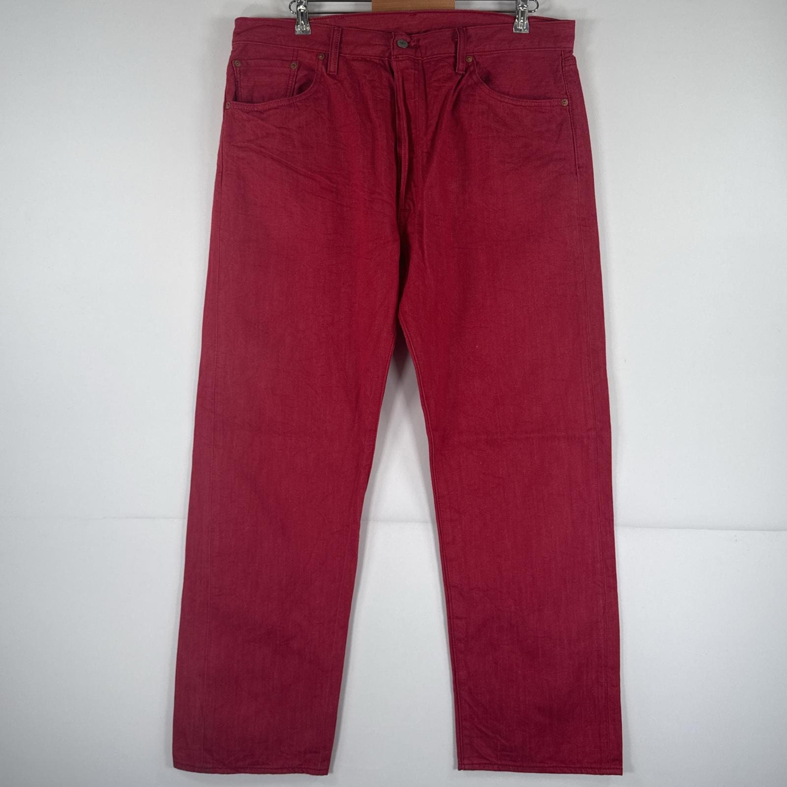 古着 デニムパンツ 501 ジーパン ストレート 大きいサイズ ボタンフライ カラーパンツ ビッグ w40 L32 レッド メンズ