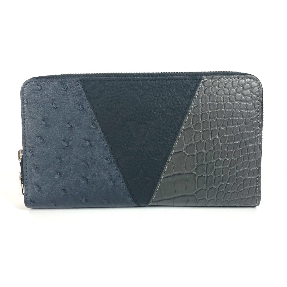 長財布 ジッピーオーガナイザー モノグラムトリヨン ロングウォレット ラウンドファスナー オーストリッチ ブラック