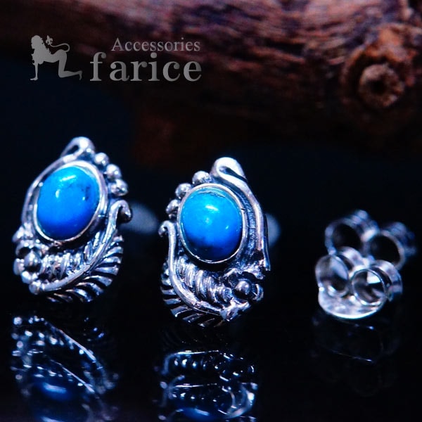 インディアンジュエリー ピアス プラント 植物 花 フラワー ターコイズ 天然石 メンズ レディース