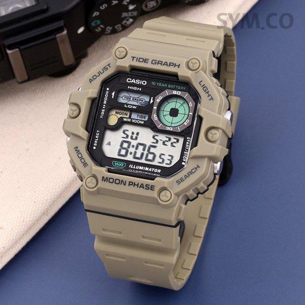 WS-1700H-5A ビッグスクエアケース フィッシングモード 防水 メンズ ウレタン時計 c