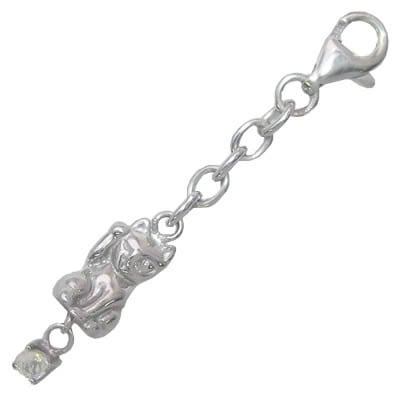 幸せを招く猫モチーフ ( 6月誕生石 ) シルバー ムーンストーンチャームトップホルダー楽ギフ_包装