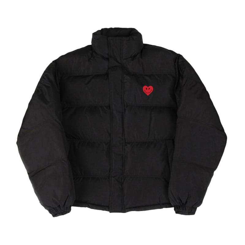[UNISEX]Scotch Small Heart Clip Short Down Jacket_black