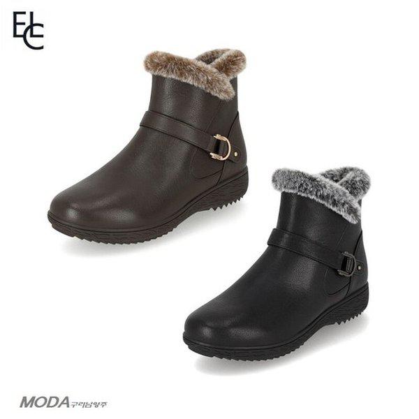 軽量クッション起毛ファー防寒女性アンクルブーツ 2XWA67XD_GN