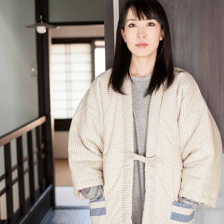 おしゃれ レディース 綿入れ半纏 日本製 久留米 綿100% 六花/ROCCA 紬 標準