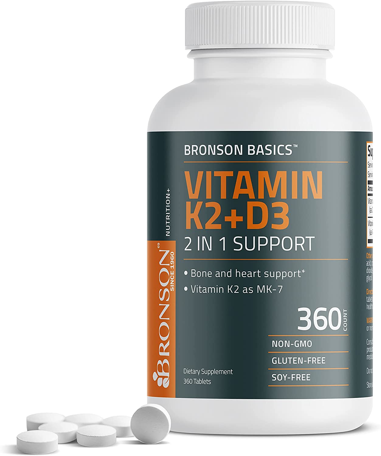 ブロンソンビタミンK2D3(MK7)サプリメント骨と心臓健康非GMOフォーミュラ5000IU(125