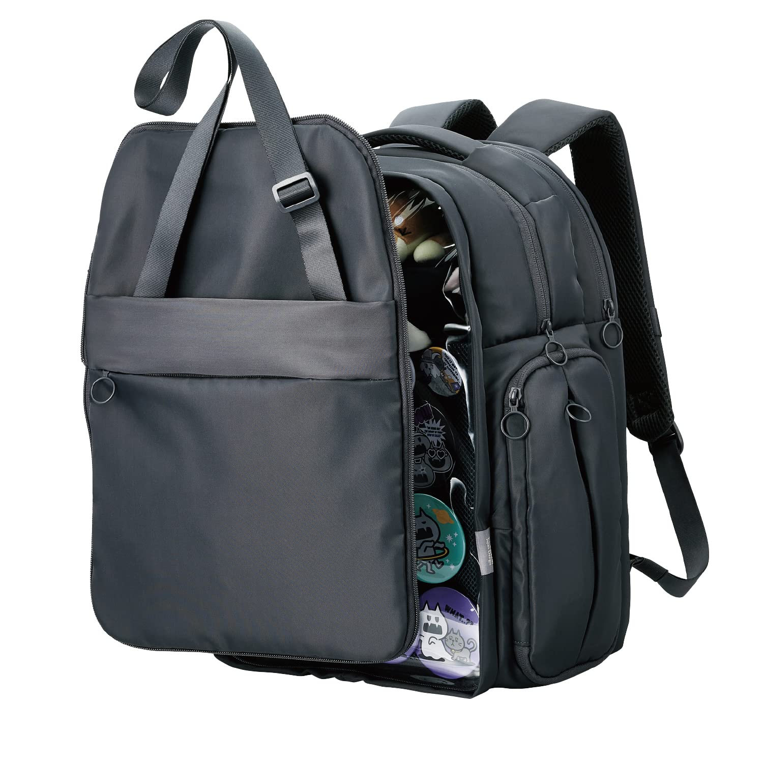 エレコム バックパック 推しごとバッグ 痛バッグ Lサイズ フロントパーツ着脱可能 擬態モード 推し活モード ブラック BM-OGBP02LBK