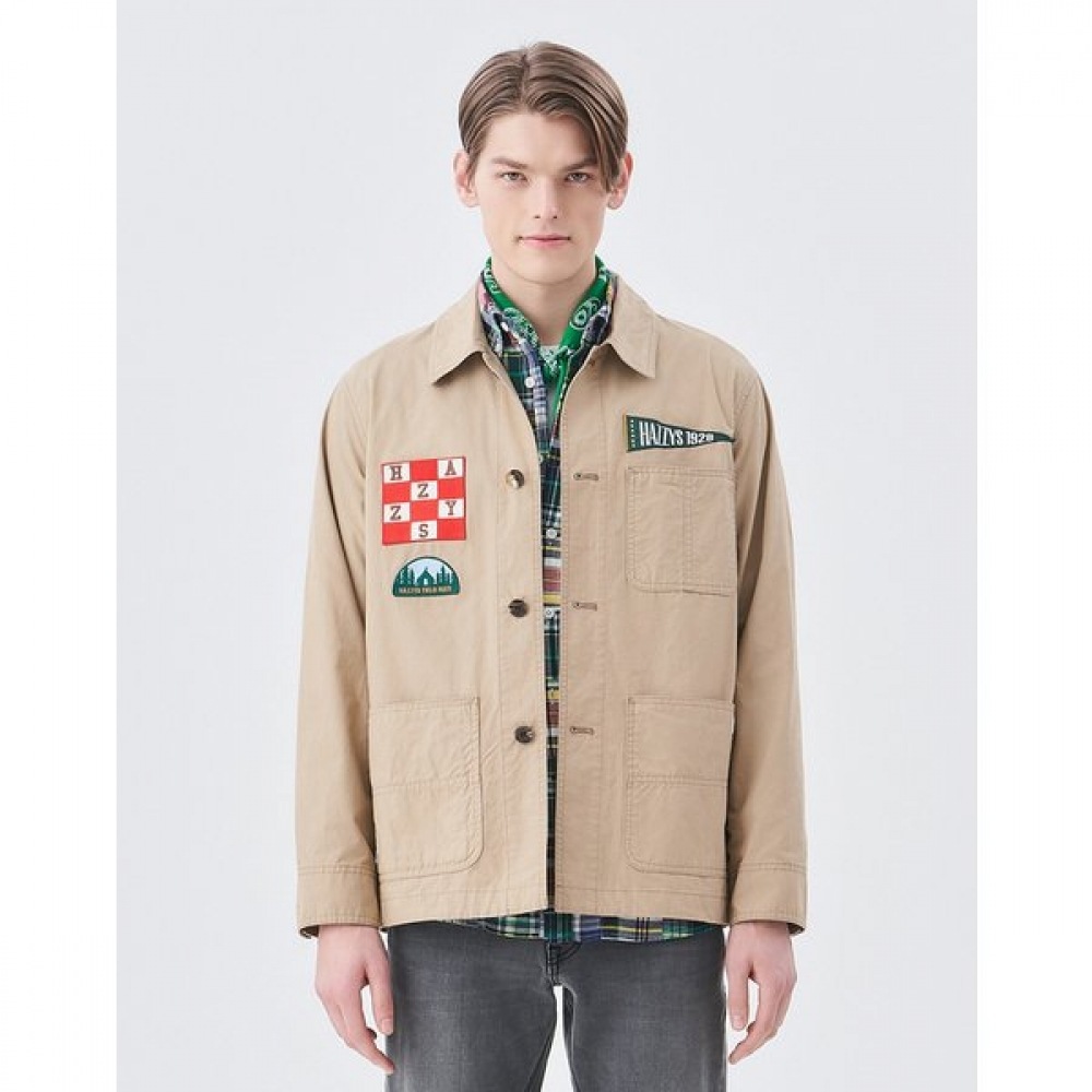 COLLECTION ベージュワッペンパッチカバーオールジャケット HZJU4A215I3