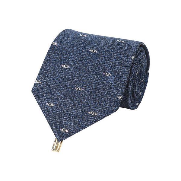 シルク混紡キュービックパターンオールオーバーネクタイネイビー__DLF1ACF1109N1