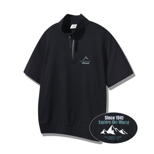 エクスプロール マウンテン ロゴ ハーフ ジップアップTシャツ (JQ2TSU224BK) HFPS_SC