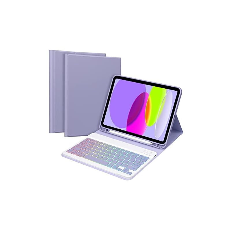 iPad 第10世代 キーボード ケース GOOJODOQ (2022) iPad 10 ケース 7色バックライト付き ワイヤレス キーボード カバー iPad 10th 10.9インチ専用ケース 脱