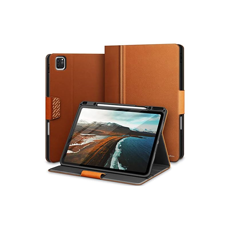 KingBlanc iPad Pro 12.9 インチ ケース 第6/5/4/3世代(2022/2021/2020/2018モデル) Apple Pencil 2の充電対応 高級PUレザー 手書き角度