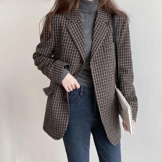 New type追加！テーラードのレディース スーツジャケット 厚手 ブレザー チェック柄 レトロ ジャケット キレイめ オフィス テーラードジャケット 春秋 プレゼント