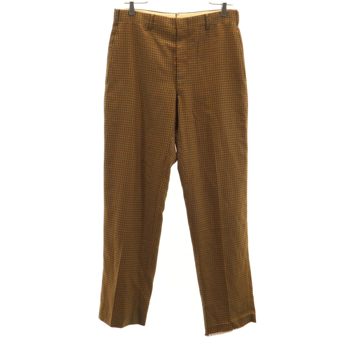 super crease durably pressed 70s 80s ヴィンテージ ロケットタロン チェック柄 ロングパンツ ブラウン系 TALONジップ メンズ 古着