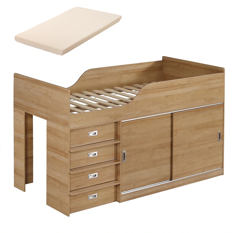 【即日発送　送.料.無.料】【マット付き】システムベッド ロフトベッド S 木製 高さ115cm シングル ベッド ロータイプ ベッド コンパクト 収納 大人 一人暮らし 押入れ 引き出し収納 タンス