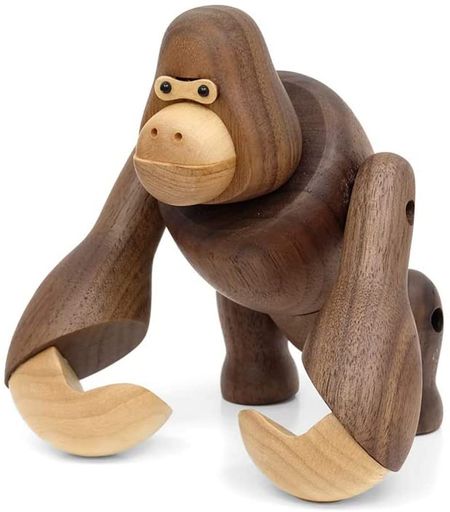(HEJ!E) GORILLA ゴリラ 置物 木制 動物 オブジェ 北欧雑貨 インテリア 人形 ディスプレイ 可愛い お洒落 ごりら アクションフィギュア ウォールデコインテリア雑貨