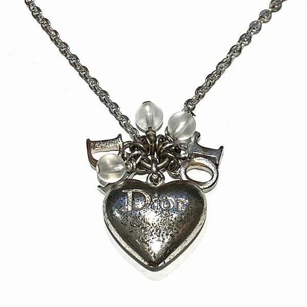 クリスチャンディオール フェイクパール ハートモチーフ ネックレス レディース【中古】