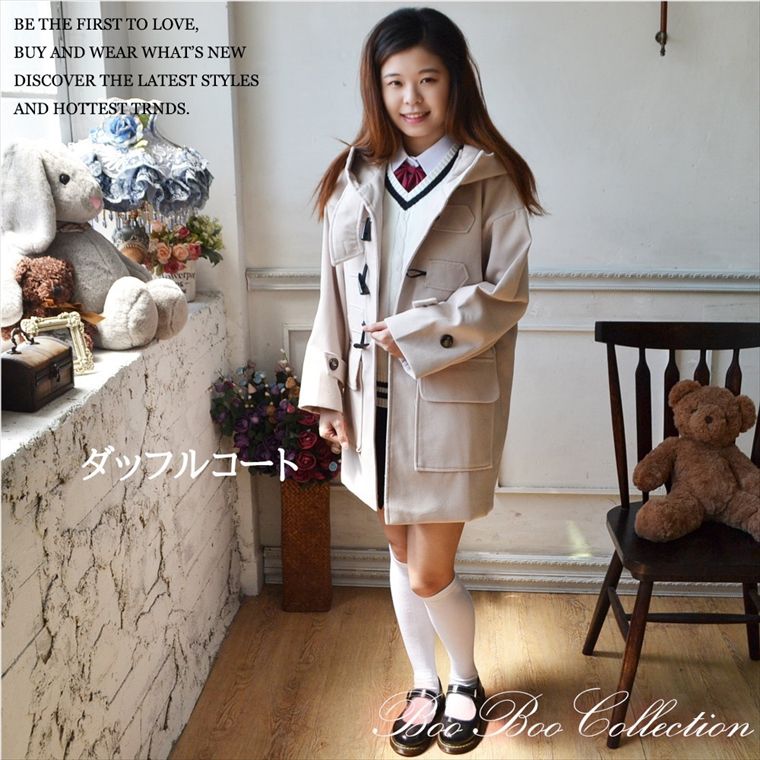 スクールコート ダッフルコート 正統派 制服 女子高生 通学 学生 中学 Ｖネック JK0079